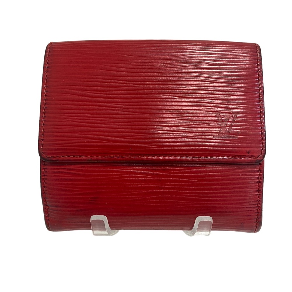 LV Louis Vuitton Designer RED EPI LEATHER wallet double snap closure - designer